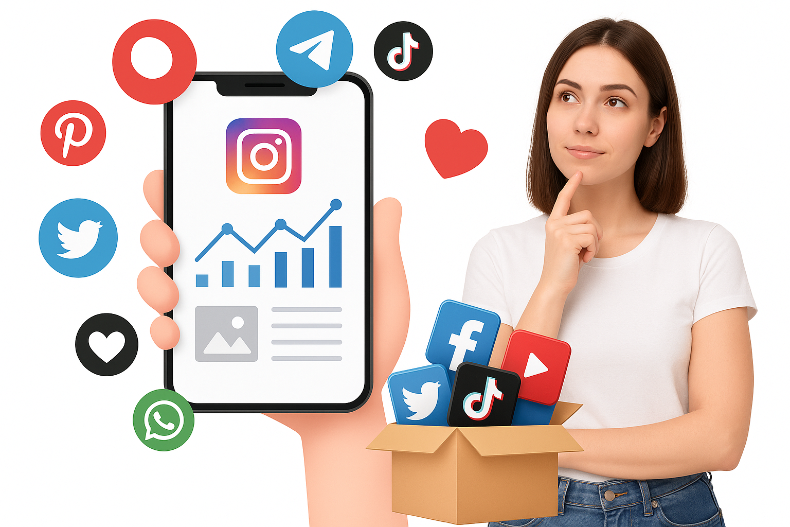 Social media marketing on laptop